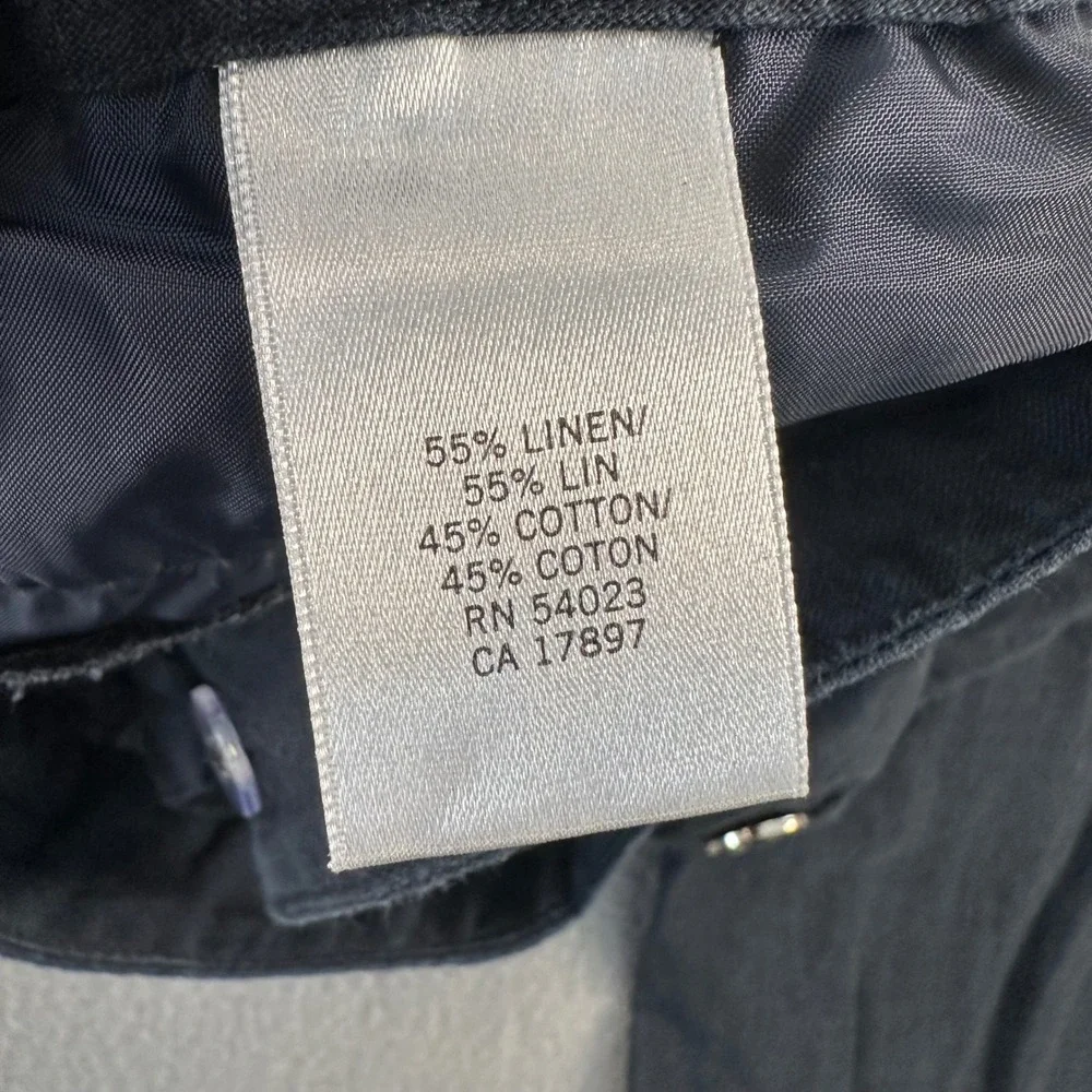 Banana Republic Black Linen Cotton Blend Flare Leg Trousers Pants 2 895429-01